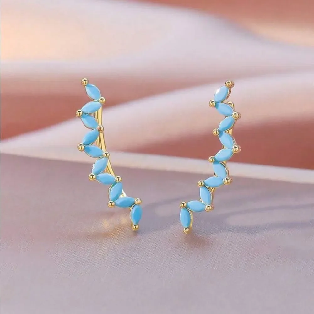 Blue Leaf Earrings M1366